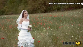 BRIDE4K. Pretty brunette bride fucks a horny shepherd in a summer field