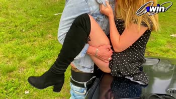 YanMachel's Homemade Russian Threesome in Car: Big Tits & Ass