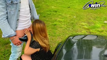 YanMachel's Homemade Russian Threesome in Car: Big Tits & Ass