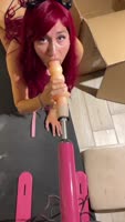 SexTravelers' Cat Girl Delight: Huge Dildo Sex Machine Blowjob Fantasy