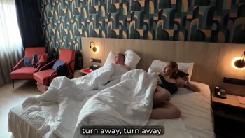 Russian Step Mom's Hotel Surprise: Cum-Filled Kiss from Her Step Son