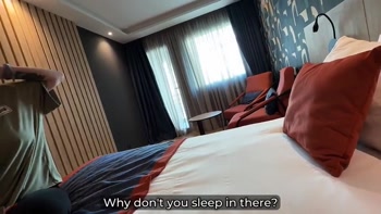 Step Mom Shocked When Step Son Cums on Her Face in Hotel Share Bed!