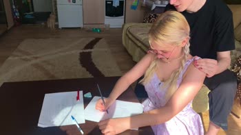 Blonde Babe Body-Lyric Takes Tutor's Big Cock in Sizzling 60FPS