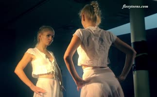 Elena's Supple Flexibility: Blonde Gymnast Bends Naked