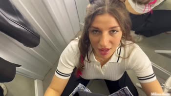 Milana Born's Fitting Room Seduction: A Sizzling POV Blowjob
