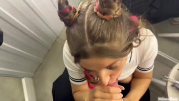 Milana Born's Fitting Room Seduction: A Sizzling POV Blowjob