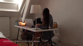 Lil Paramour's Homework: Big Tits & Long Hair Solo Fun