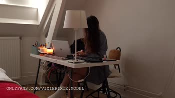Lil Paramour's Homework: Big Tits & Long Hair Solo Fun
