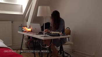Lil Paramour's Homework: Big Tits & Long Hair Solo Fun