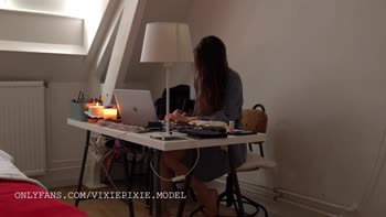 Lil Paramour's Homework: Big Tits & Long Hair Solo Fun