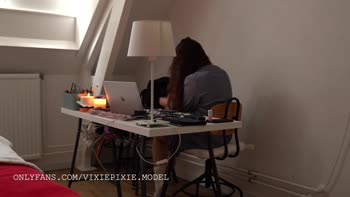 Lil Paramour's Homework: Big Tits & Long Hair Solo Fun