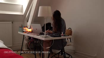 Lil Paramour's Homework: Big Tits & Long Hair Solo Fun