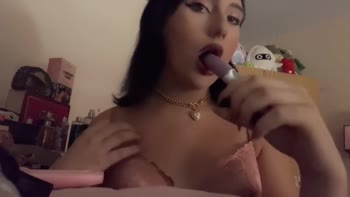 Juliebeeof's Scorching Teen (18+) Solo: Boob Play & Sucking POV