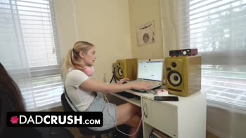 Anastasia Knight and Eliza Ibarra's Taboo Threesome with Stepdaddy's Massive Cock
