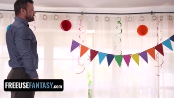 Freeuse Fantasy - Hot Blond Birthday Girl Squirts All Over Her Stepdad And Stepsis During Threesome