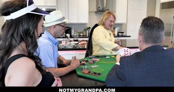 Brunette Teen (18+) Fucked by her Step Grandpa's Poker Friends