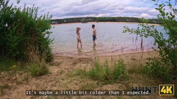 HUNT4K. He spotted the Couple at a Nudist beach and joined them