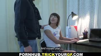 Trick GF's Sweet Spot - Brunette Teen (18+) Gets Big Cock