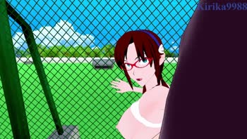 Makinami's Rooftop Temptation: A Steamy 60FPS Anime Orgy