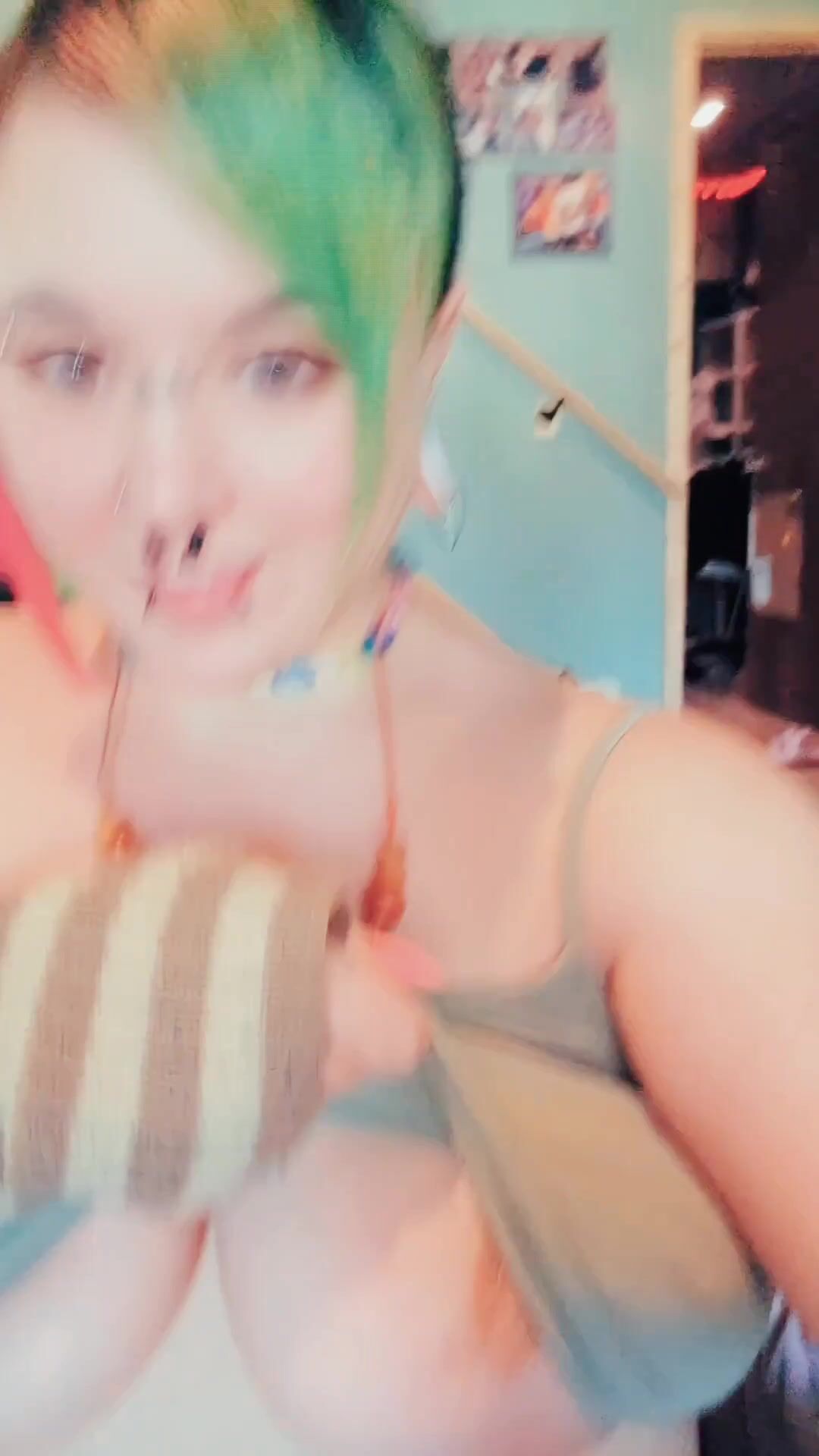She Kisses her own Tits !!