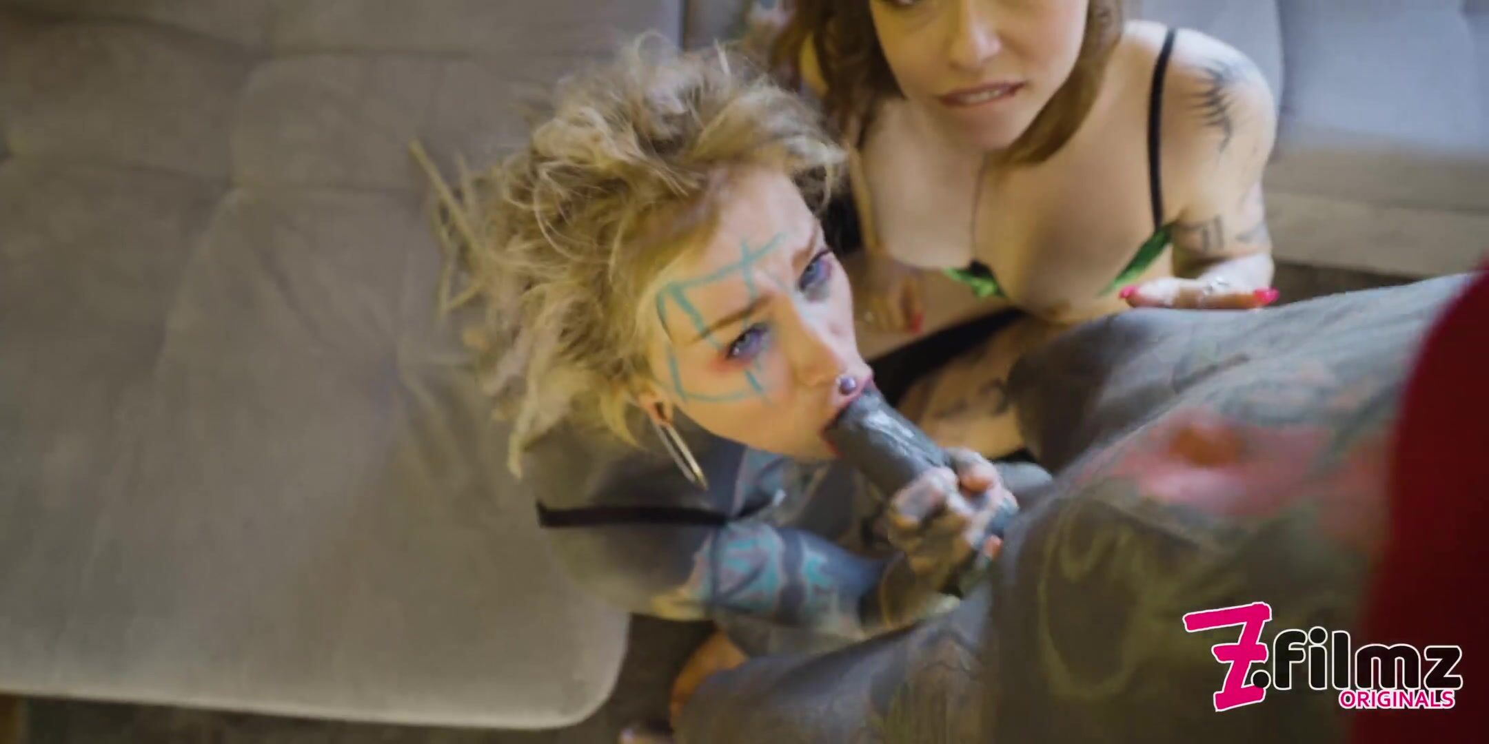 TATTOO Lesbians Teens (18+) Share a 'black' COCK - ANAL, Gape, ATM, Double BJ - Anuskatzz, Eden Ivy - POV