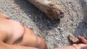 Juicy July Pisses at the Beach in Front of Her Neior, then Takes Him for a Wild Ride