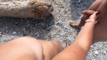 Juicy July Pisses at the Beach in Front of Her Neior, then Takes Him for a Wild Ride