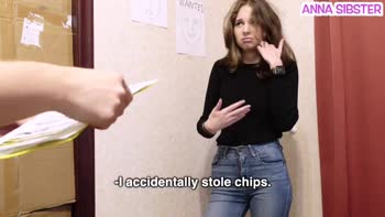 Anna Sibster's Naughty School Mischief: Caught Stealing Chips!