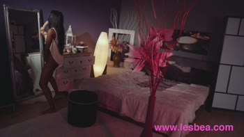 Ebony Teen (18+) and Brunette Sensations Share Steamy Dildo Passion