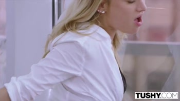 TUSHY Tiny Blonde Has Insane Anal Sex On Work Trip