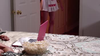Samantha Hayes & Alex De La Flor: College Cuties Ditch Halloween for Horror-Themed Lesbian Fun