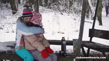 Sirena Milano's Snowy Surprise: Petite Lesbians Scissoring in the Frost