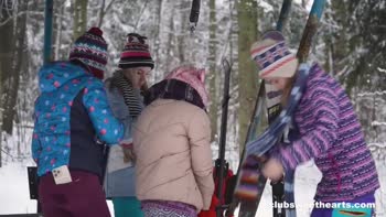 Sirena Milano's Snowy Surprise: Petite Lesbians Scissoring in the Frost
