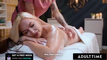 ADULT TIME - Busty Cubbi Thompson's Massage Turns Naughty As Dylan Moore Eats Pussy & Scissors Hard!