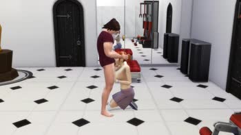Hornycreator's Gym Games: Sizzling Redhead Blows Big Dick