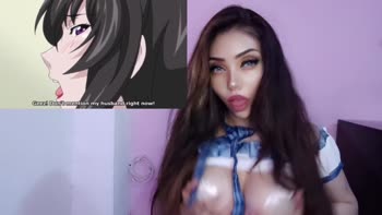 xMelinaMx - Melina's Horny Reaction as Her Neior's Spouse Plays Video Games - Hentai Amanee Ep. 2