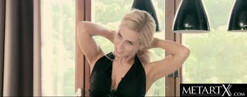 Nesty's Sultry Solo: Hungarian Blonde Masturbates Doggystyle in Lingerie