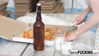 Innocent blonde gets double penetrated by the painters