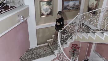 Stretch's Enchanting Ballerina Bend Over in Seductive Fishnet Pantyhose