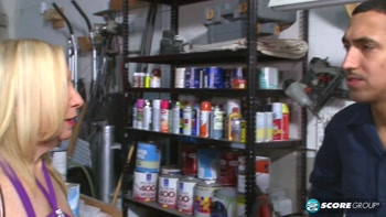 60Plus MILF Gets Fucked By Two Guys On The Garage Floor