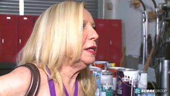 60Plus MILF Gets Fucked By Two Guys On The Garage Floor
