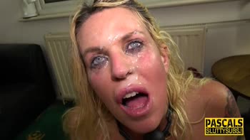 Bound and gagged busty submissive milf
