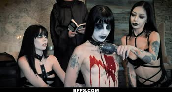 BFFS - Tattooed Goth Teens (18+) Have A Bisexual Orgy For Halloween