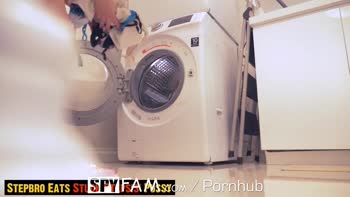 SPYFAM Step sister stuck in the dryer - EATEN FROM BEHIND