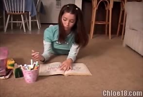 Teen (18+)'s Petite Cunt Teased by Crayon Masturbation