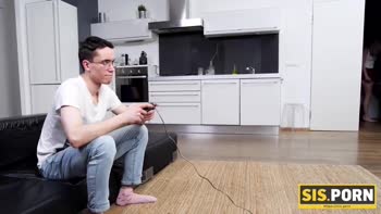 Blonde Sis Tempts Stepbro After Party