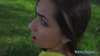 Public Agent - Hot Italian brunette student has her pussyhole re-configured outside
