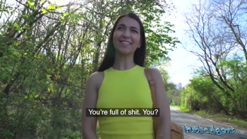 Public Agent - Hot Italian brunette student has her pussyhole re-configured outside
