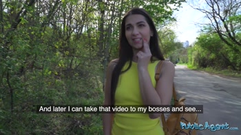 Public Agent - Hot Italian brunette student has her pussyhole re-configured outside
