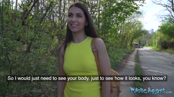 Public Agent - Hot Italian brunette student has her pussyhole re-configured outside